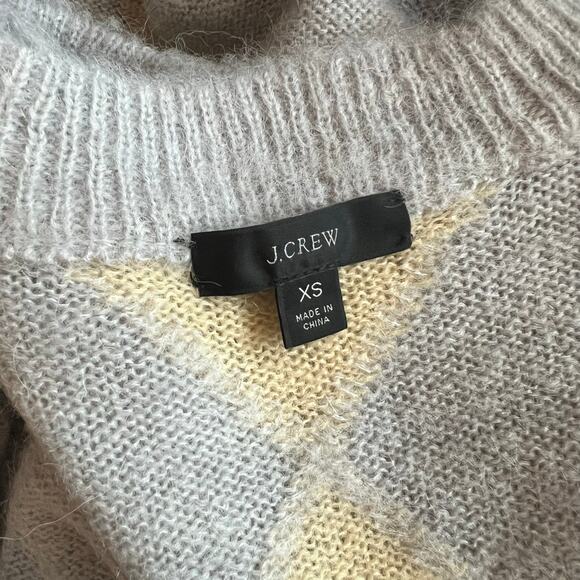 J. Crew Diamon Checked Crewneck Sweater Blue Yellow - Picture 4 of 9